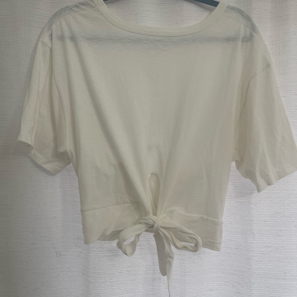 Aerie Cream Tie-Front Crop Top